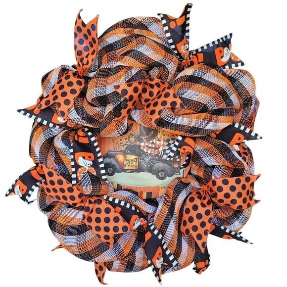 Halloween wreath/ plaid